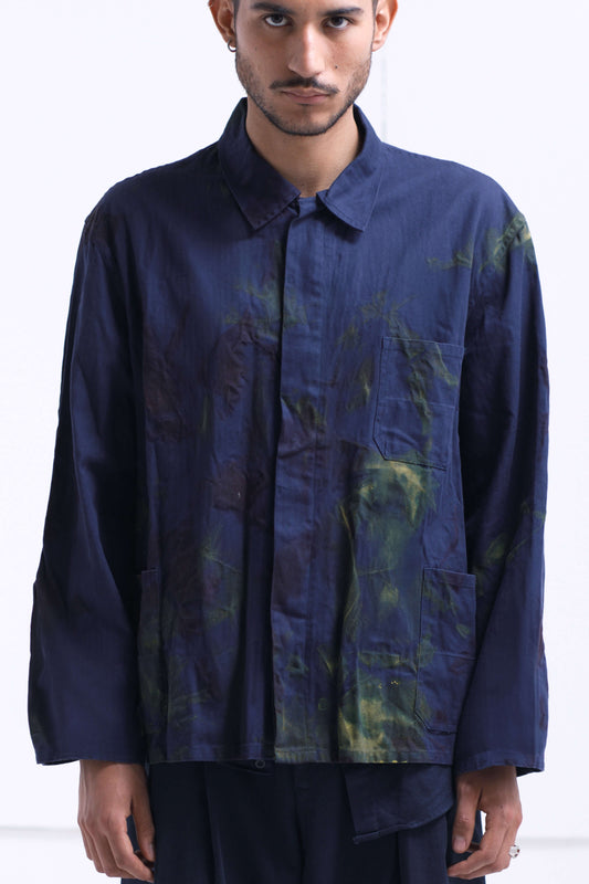 BLUE SHIRT INTERVENED WITH PAINT X ALDO CHAPARRO